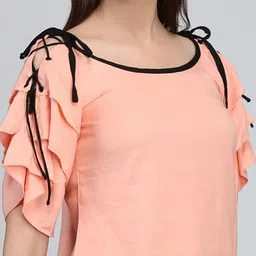 DODO & MOA Women Peach-Coloured Top image 2