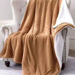 bsb home Sherpa Beige & White Heavy Winter 500 GSM Double Bed Blanket image 2