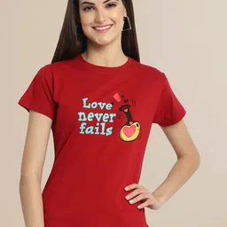 Fabflee Pack Of 3 Women Typography Printed Cotton T-shirts image 2