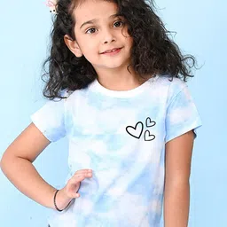 NUSYL Girls Heart Printed High Neck Short  sleeve Tie & Dye T-Shirt image 4