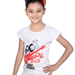 IndiWeaves Girls Pack Of 4 Printed Knitted Pure Cotton T-Shirts image 4