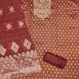 MANVAA Woven Design Mirror Work Unstitched Dress Material image 3