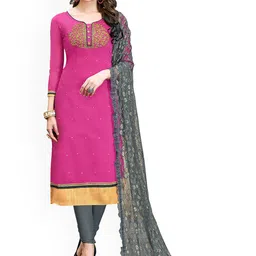 HERE&NOW Floral Embroidered Embellished Unstitched Dress Material-picture-19