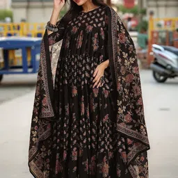 Anni Designer Women Floral Printed A-Line Kurta with Trousers & Dupatta image 2