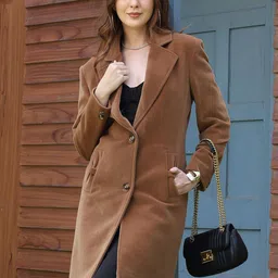 Plagg Women Single-Breasted Notched Lapel Collar Stylish Overcoat image 5