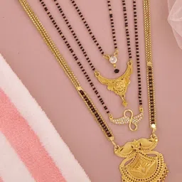 Bhanu diam Gold-Plated Brass Mangalsutra-picture-33