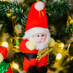 eCraftIndia Red & White 12 Pieces Santa Claus Tree Hanging Christmas Decor image 5