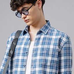 British Club Men Standard Tartan Checks Opaque Checked Casual Shirt-picture-13