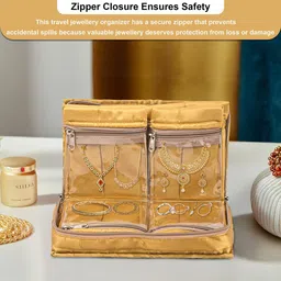 Kuber Industries Gold-Toned Satin Jewellery Organiser Kit With 6 Pouches image 2