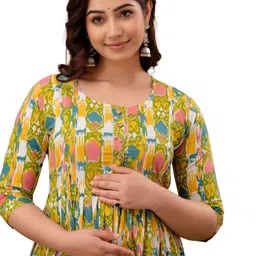 ANUOM Print Maternity A-Line Midi Dress image 4