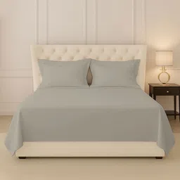 PIZUNA LINENS Grey Pure Cotton 400 TC Double Queen Bedsheet Set-2.28 m x 2.75 m-picture-32
