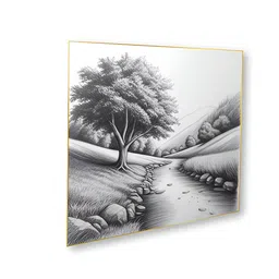 nestroots Grey 4 Pieces Serene River and Tree Canvas Painting Wall Arts image 2