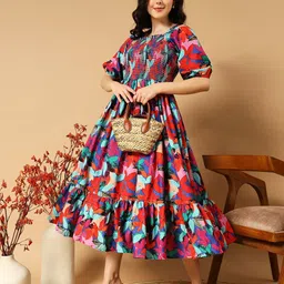 Krunal Raiyani Women Floral Printed Fit & Flare Midi Dress-picture-22