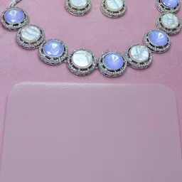 VATSALYA creation Rhodium-Plated Artificial Stones Alloy Jewellery Set image 2