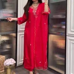 KALINI Women Ethnic Motifs Printed A-Line Kurta with Trousers & Dupatta image 3