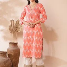 PRISCA Floral Printed Cotton Straight Kurta-picture-39