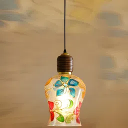 Devansh Multicoloured Glass Traditional Ceiling Lamp image 5
