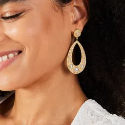 Accessorize Pearls Studded Teardrop Shaped Drop Earrings image 2