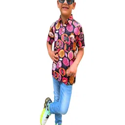 MAITREYO Boys Multi Colored Pomegranate Print Casual Shirt image 2