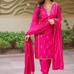 Moda Rapido Women Embroidered Thread Work Kurta with Salwar & With Dupatta-picture-17