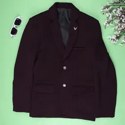 V-Mart Boys Striped Regular-Fit Notched Lapel Single Breasted Cotton Blazer-picture-27