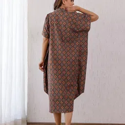 Vivika Printed Flared Sleeves Cotton Kaftan Midi Dress image 3