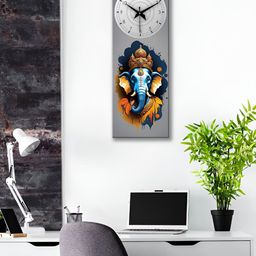 OLIVE TREE Grey & Black Ethnic Motifs Printed Traditional Wooden Analogue Wall Clock-picture-32