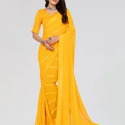 moda rapido ANAND SAREES Striped Satin Saree image 1