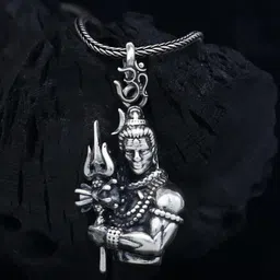 P. R. PRINTS Stainless Steel Silver-Plated Shankar Ji Pendants With Chains image 5