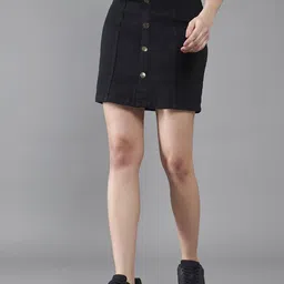 DOLCE CRUDO Denim A-Line Mini Skirt-picture-37