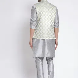 TS LIFESTYLE Men Floral Regular Dupion Silk Kurta with Churidar image 3