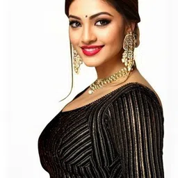 PU FASHION Women Striped U-Neck Saree Blouse-image-60