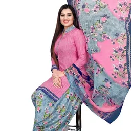 attigo Unstitched Printed Cotton Blend Kurta & Patiyala Dress Material with Dupatta image 2