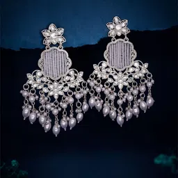 Anouk Gold-Plated Kundan Studded & Pearls Beaded Contemporary Drop Earrings-picture-36