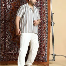 Instafab Plus Vertical Striped Comfort Spread Collar Cotton Shirt image 4