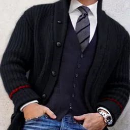 Mast & Harbour Men V-Neck Long Sleeves Cardigan-picture-11