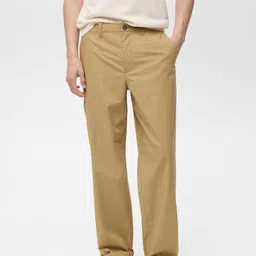 MANGO MAN Mid-Rise Pure Cotton Straight Fit Chinos-image-92