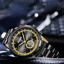 Poshi Men Dial & Stainless Steel Straps Analogue Watch POSW43-679479136929-BLACK GOLD-image-44