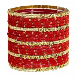 Qufrozy Red Glass Artificial Stones & Beads Bangle image 3