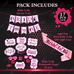 zyozi Bachelorette Party Kit | Bride to be Sash | Banner | Photo Booth Props | Bachelorette Party Decorations | Bride to be Gift | Engagement Party (Pack of 17) image 2