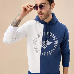 Status Quo Men Colourblocked Hooded Pullover Sweatshirt image 3