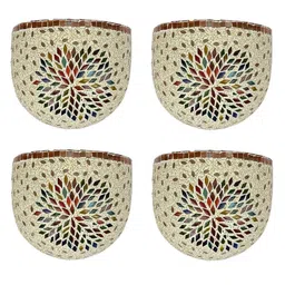 1ST TIME Beige & Red 4 Pieces Textured Glass Semi Sphere Uplighter Wall Lamps-picture-11