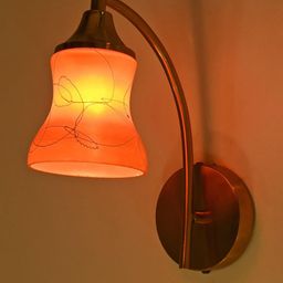 1ST TIME Orange & White Printed Glass Traditional Cylinder Shaped Wall Lamp-picture-7