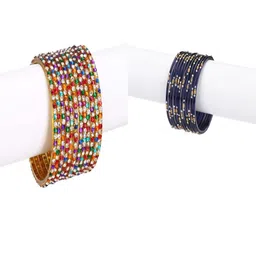 SOMIL Set Of 24 Multi Alloy Artificial Stones and Beads Antique Bangles-picture-40