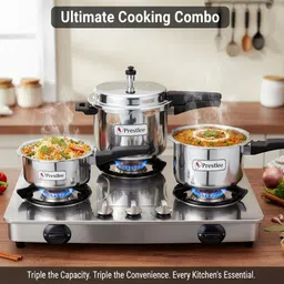 prestlee DELUXE 2, 3, 5 Liter Aluminium Outerlid Pressure Cooker Combo 2 L, 3 L, 5 L Pressure Cooker image 4