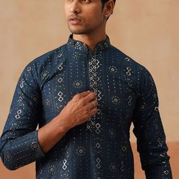 Jompers Men Floral Embroidered Sequinned Kurta-picture-13