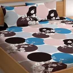 CHHAVI INDIA Pink & Blue Floral 210 TC Queen Bedsheet with 2 Pillow Covers-picture-33