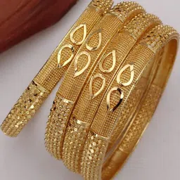 niva fashion Set Of 4 Gold-Plated Brass Artificial Stones Meenakari Bangles image 1