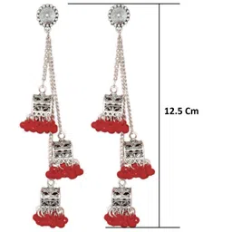 Weariton Women Maroon Long Jhumkas Earrings image 2