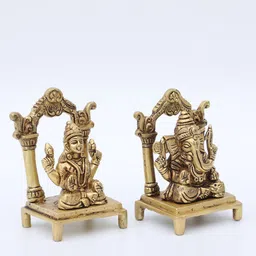 rhapsodically made Laxmi Ganesh Gold Brass Idols image 3
